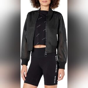 Guess Crop Perforated Scooba Bomber Jacket Size L